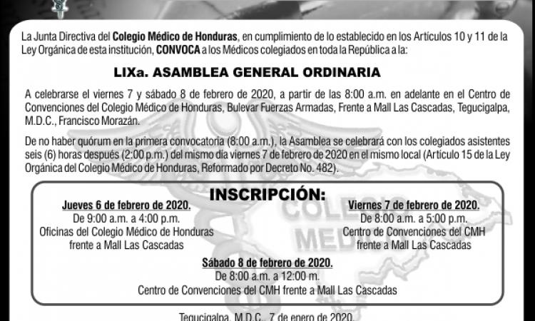 Convocatoria a LIXa. Asamblea General Ordinaria 