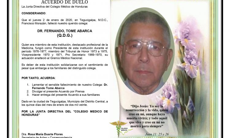 Obituario Dr. Fernando Tome Abarca