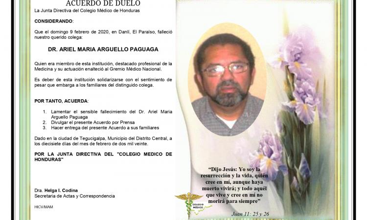 Obituario Dr. Ariel Arguello Paguaga