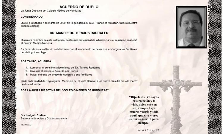 Obituario Dr. Manfredo Turcios Raudales