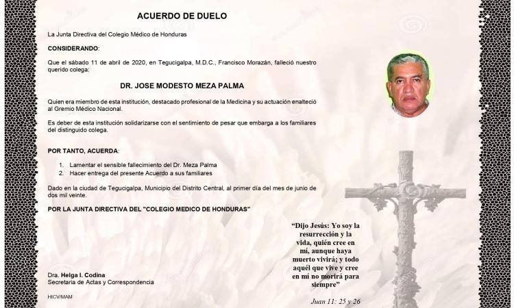 Obituario Dr. José Modesto Meza Palma