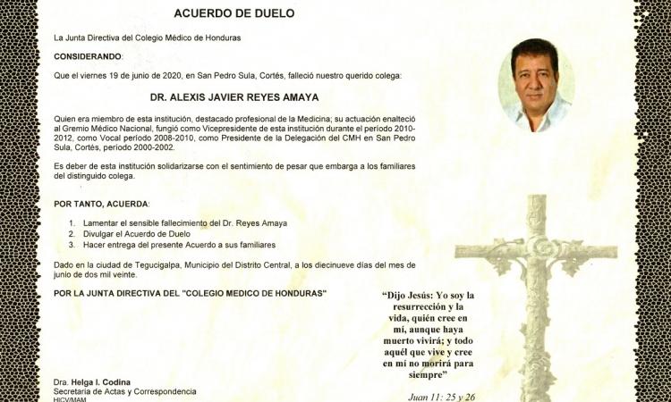 Obituario Dr. Alexis Javier Reyes Amaya