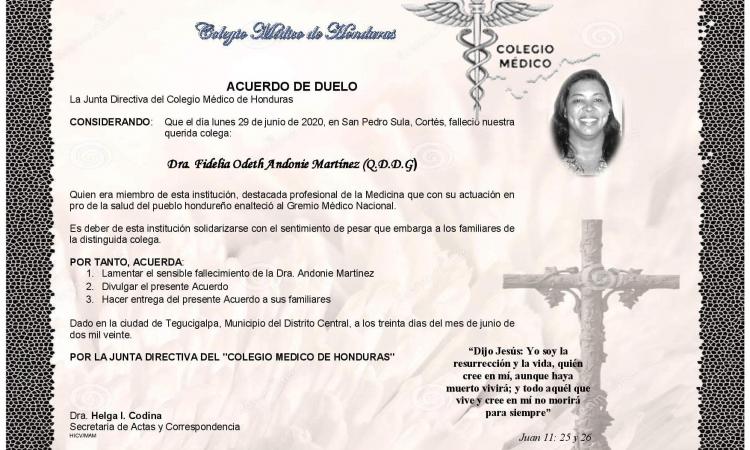 Obituario Dra. Fidelia Odeth Andonie Martínez