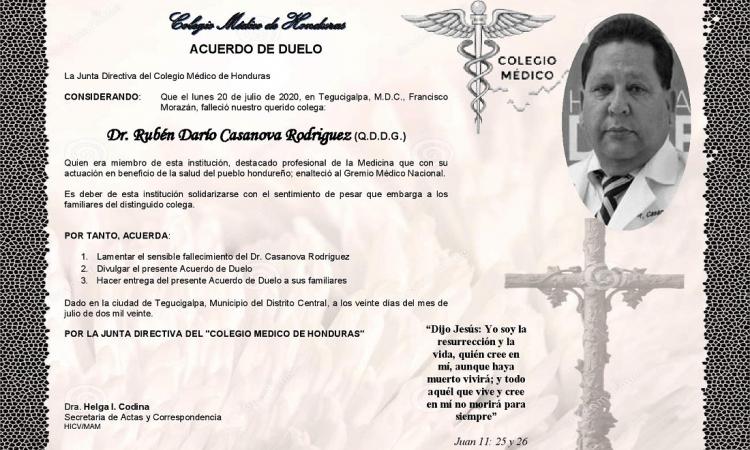 Obituario Dr. Rubén Darío Casanova Rodríguez