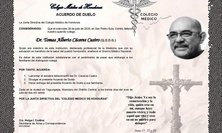 Obituario Dr. Tomas Alberto Cáceres Castro