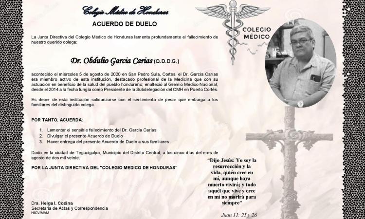 Obituario Obdulio García Carías