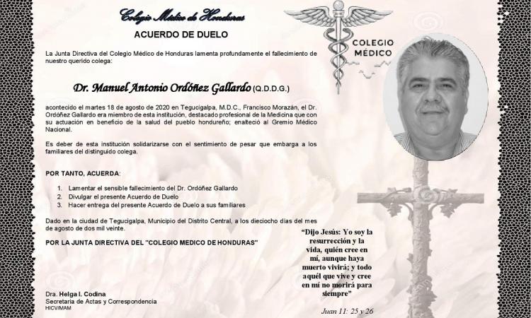 Obituario Dr. Manuel Antonio Ordóñez Gallardo (Q.D.D.G.)