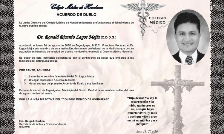 Obituario Dr. Ronald Ricardo Lagos Mejía (Q.D.D.G.)