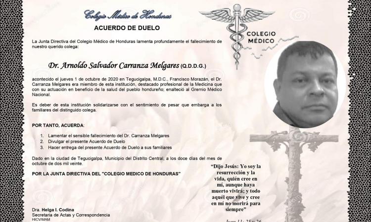 Obituario Dr. Arnoldo Salvador Carranza Melgares (Q.D.D.G.)