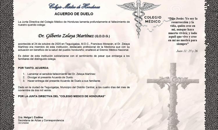 Obituario Dr. Gilberto Zelaya Martínez (Q.D.D.G.)