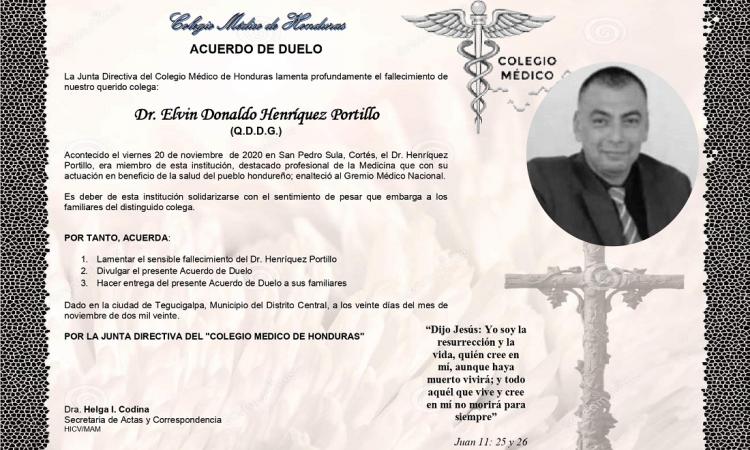 Obituario Dr. Elvin Donaldo Henríquez Portillo (Q.D.D.G.)