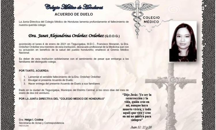 Obituario Dra. Janet Alejandrina Ordoñez Ordoñez (Q. D. D. G.)