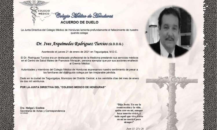 Obituario Dr. Ives Arquímedes Rodríguez Turcios (Q.D.D.G.)