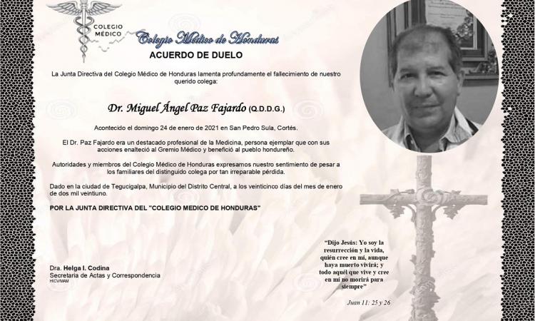 Obituario Dr. Miguel Ángel Paz Fajardo (Q.D.D.G.)