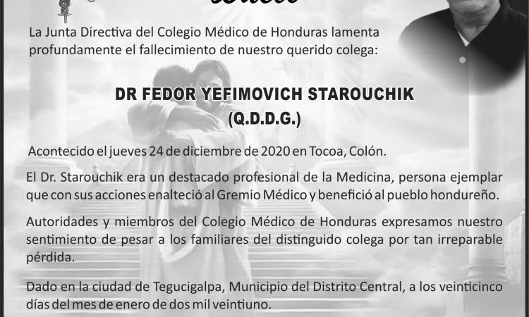 Obituario Dr. Fedor Yefimovich Starouchik (Q.D.D.G.)