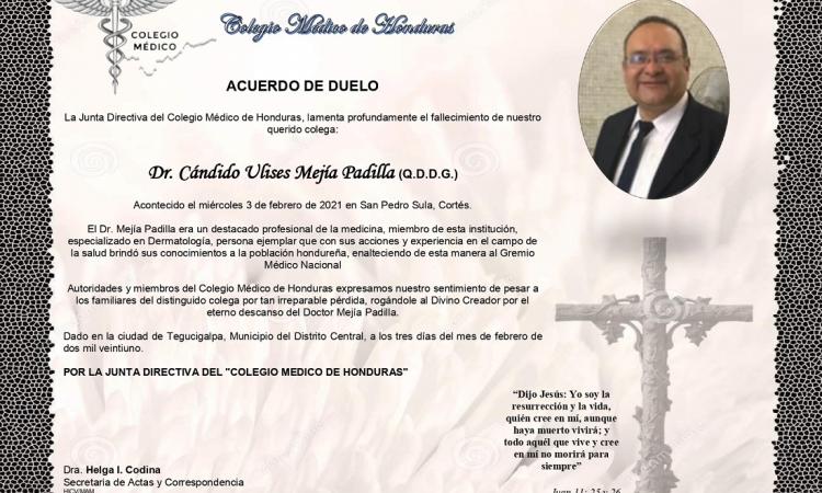 Obituario Dr. Cándido Ulises Mejía Padilla (Q.D.D.G.)