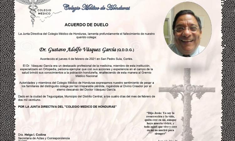 Obituario Dr. Gustavo Adolfo Vásquez García (Q.D.D.G.)