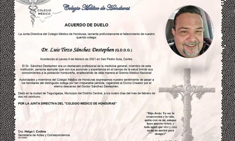 Obituario Dr. Luis Tirzo Sánchez Destephen (Q.D.D.G.)