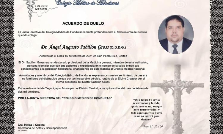 Obituario Dr. Ángel Augusto Sabillón Gross (Q.D.D.G.)