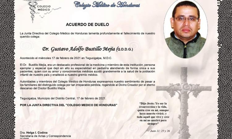 Obituario Dr. Gustavo Adolfo Bustillo Mejía (Q.D.D.G.)