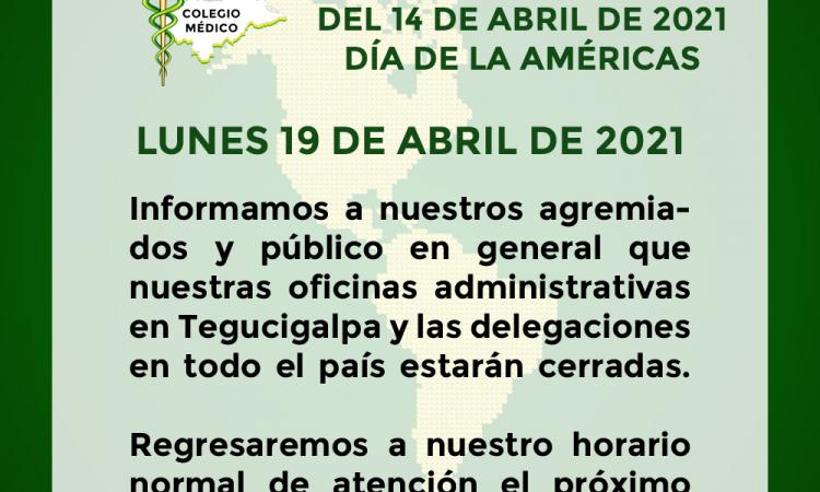 Traslado de feriado del 14 de abril de 2021 - Día de las Américas