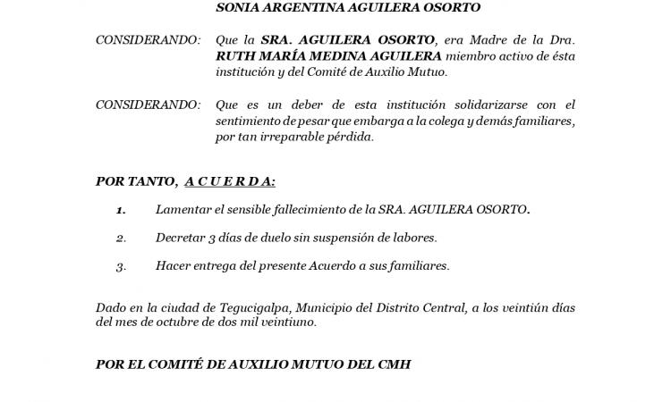 Obituario Sonia Argentina Aguilera Osorto (Q.D.D.G.)