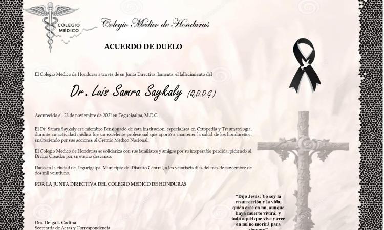 Obituario Dr. Luis Samra Saykaly  (Q.D.D.G.)