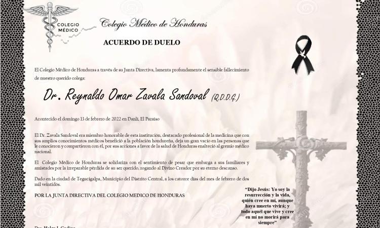 Obituario Dr. Reynaldo Omar Zavala Sandoval (Q.D.D.G.)