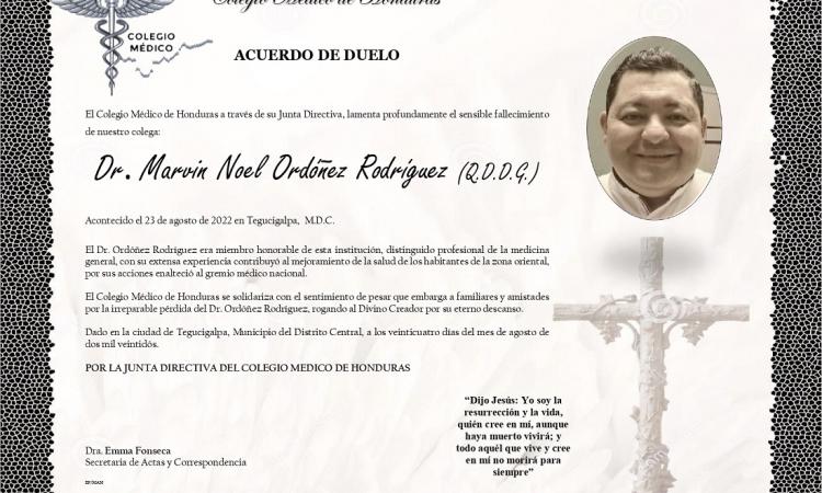 Obituario Dr. Marvin Noel Ordóñez Rodríguez