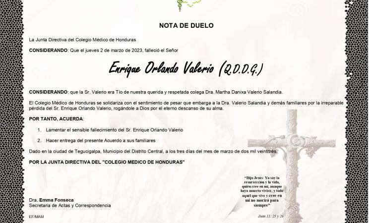 Nota de Duelo Tío Dra. Martha Danixa Valerio