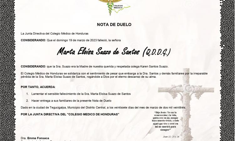 Nota de Duelo de Madre Dra. Karen Santos