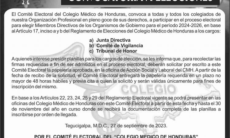 CONVOCATORIA A ELECCIONES