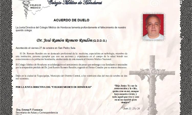 Acuerdo de Duelo Dr. José Ramón Romero Rendón