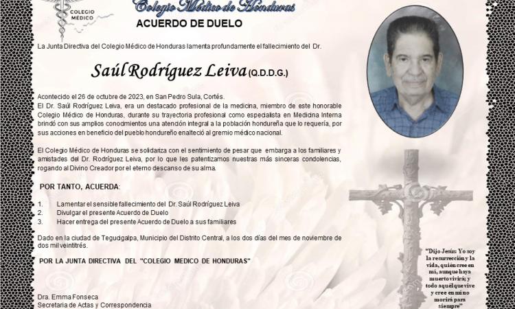 Acuerdo de Duelo Dr. Saúl Rodríguez Leiva