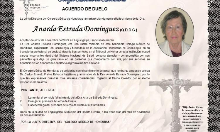 Acuerdo de Duelo Dra. Anarda Estrada Domínguez