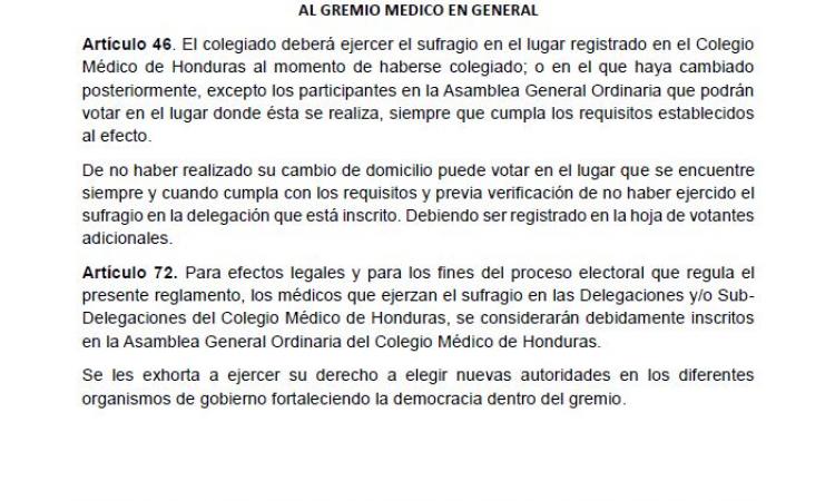 COMUNICADO AL GREMIO MEDICO EN GENERAL