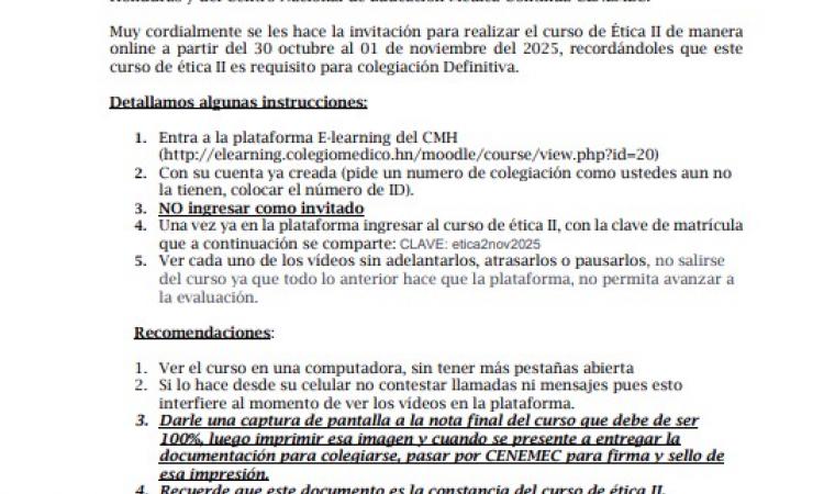 Invitación Curso de Ética II
