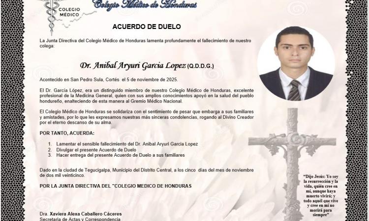 Acuerdo de Duelo Dr. Anibal Aryuri García López (Q.D.D.G.)