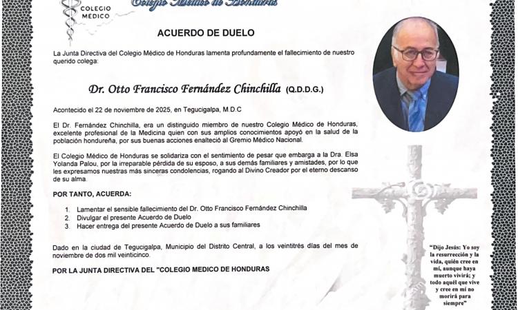 Acuerdo de Duelo para el Dr. Otto Francisco Fernández Chinchilla