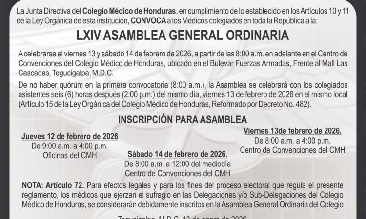 Convocatoria y Credencial LXIV Asamblea General Ordinaria